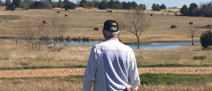View from behind the line, Open Land marks.